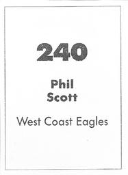1990 Select AFL Stickers #240 Phil Scott Back